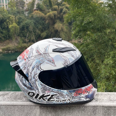 Motorcycle Full-Face Helmet for Men and | Motosiklet kaskı (dəbilqə) - nine-tailed-fox-black-lenses-l-head-circumference-57-58-weight-60-65kg