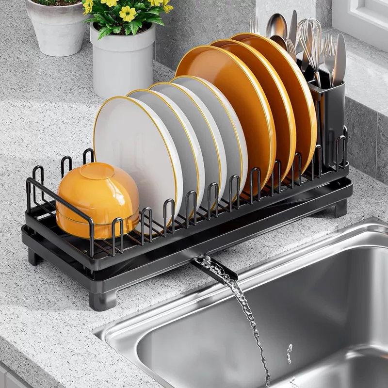 Small dish drying rack for kitchen counter Dish drying rack with drainboard suitable for kitchen cabinets