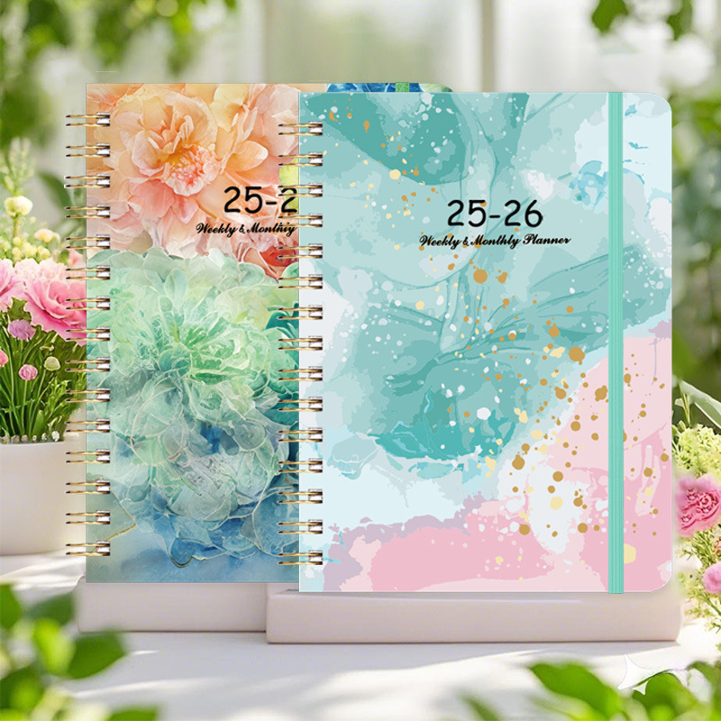 Calendario 2025 Plan de la semana de la correa Libro de círculo de línea Libro de diario de comercio exterior Cuaderno A5 Cuaderno de alto valor Personalización