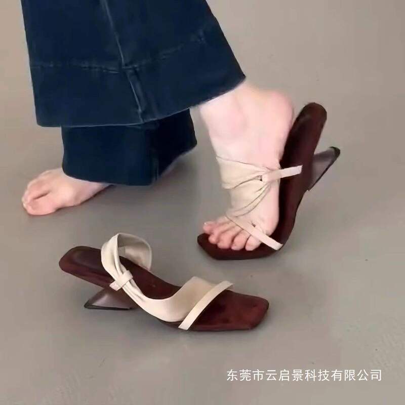 Niche French Fairy-Style Slip-On Sandals for Women, 2026 New Summer Elegant High-Heeled Sandals for Outdoor Wear