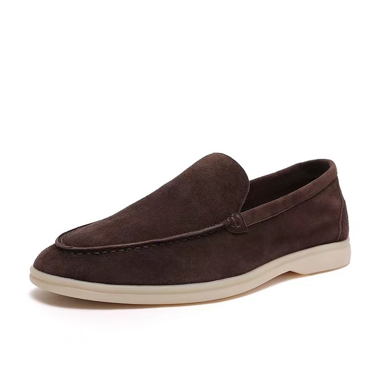 New New Summer Genuine Leather Comfortable Casual Shoes, Flat Round-Toe Slip-On Loafers, Couple Shoes_vogvips.com