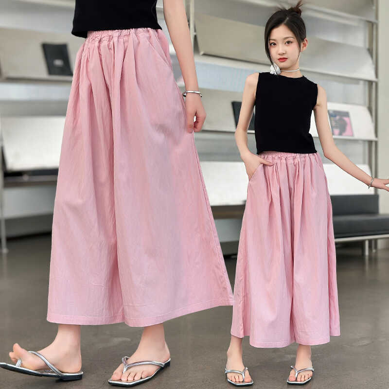 Stylish Summer Skirt Pants for Girls, 2026 New Style, Loose Fit, Nine-Point Pants for Medium and Large Children, Thin Summer Pants