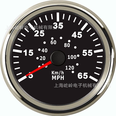 65Mph Universal Instrument — automobile instrument - silver-edge-black-bottom-0-65mph