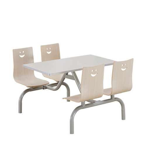 Four-person conjoined canteen dining table snack bar dining table stainless steel school employee dining table and chair combination fast company noodle restaurant
