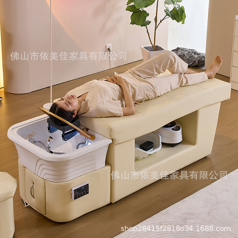 Lavabo de cerámica, masaje, cama de champú, cama de terapia de cabeza gruesa, circulación de agua, cama de descarga, sopa medicinal, peluquería, salón de belleza, centro de salud