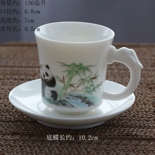 羊脂玉陶瓷茶杯德化白瓷品茗杯防烫有耳泡茶杯茶盏带把茶杯蝶