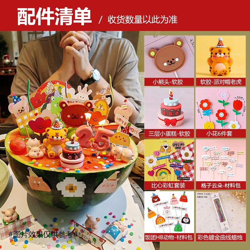 風ネット有名人夏のフルーツスイカケーキデコレーションおにぎり小動物ハッピーバースデーカードベーキングプラグイン送料無料|undefined