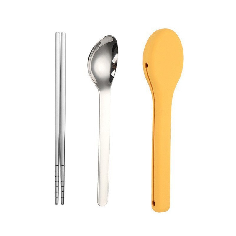 스푼 젓가락 [옐로 실리콘 슬리브]]
