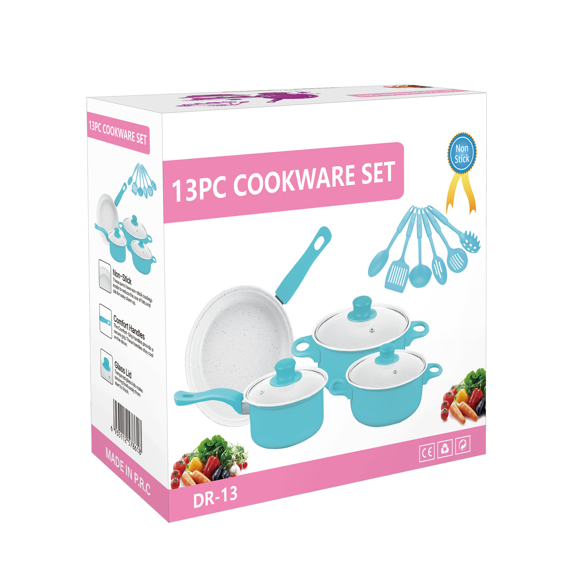 Utensilios de cocina de exportación de comercio exterior piedra médica nuevo desmontaje de 13 piezas wok olla de leche olla de sopa 13PC COOKWARE