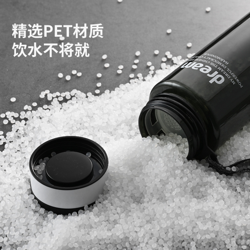 Verano de gran capacidad de plástico transparente taza de separación de té con cuerda portátil taza recta deportes al aire libre taza portátil