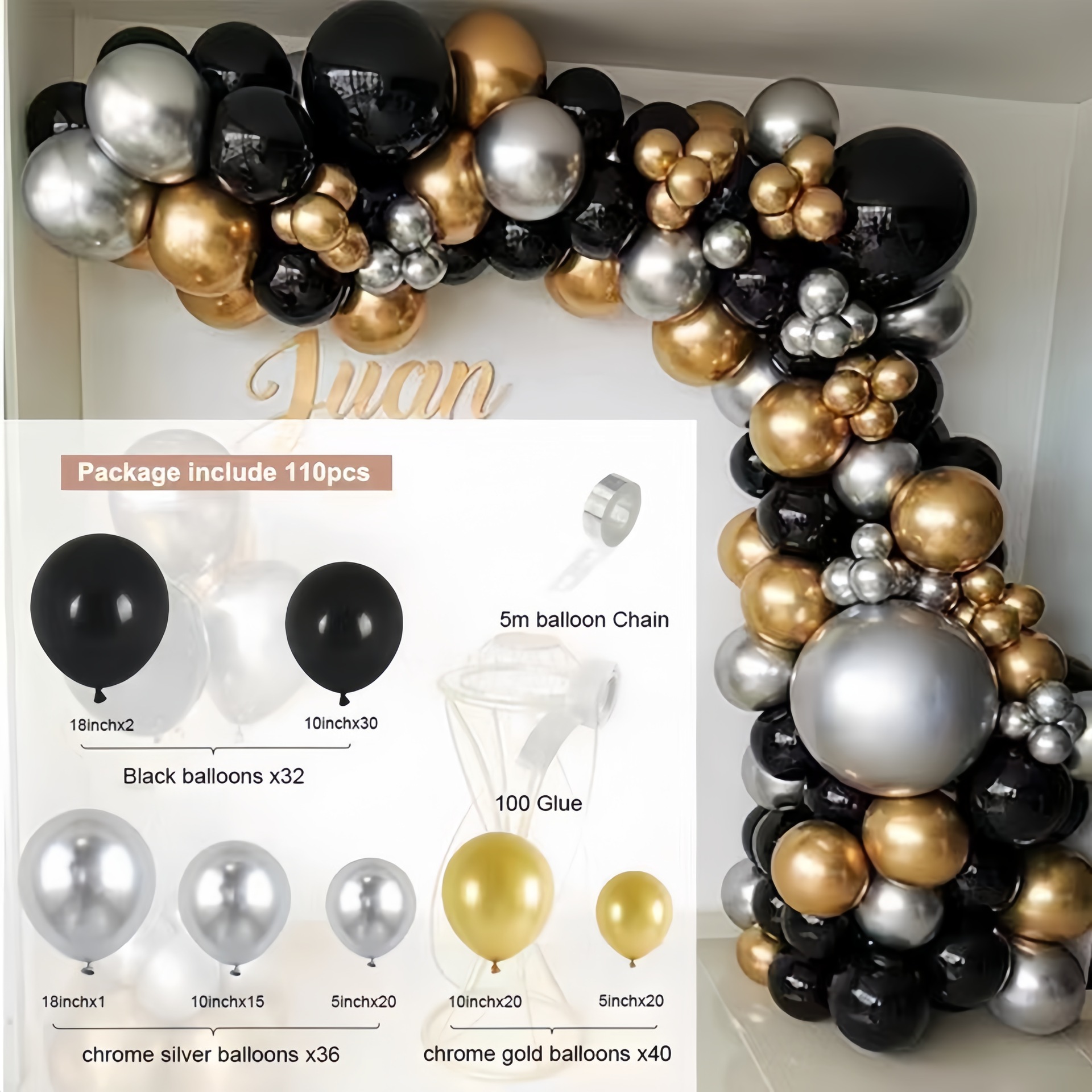 Cadena de globos de cumpleaños transfronterizos, set de globos de látex, globos de decoración para fiestas de Amazon, globos para arreglos de cumpleaños