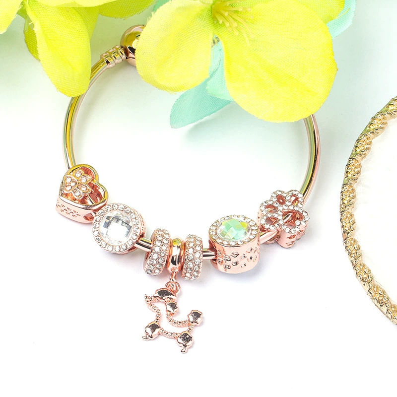 Golden cute pendant, beaded bracelet, pink gold, cat's eye