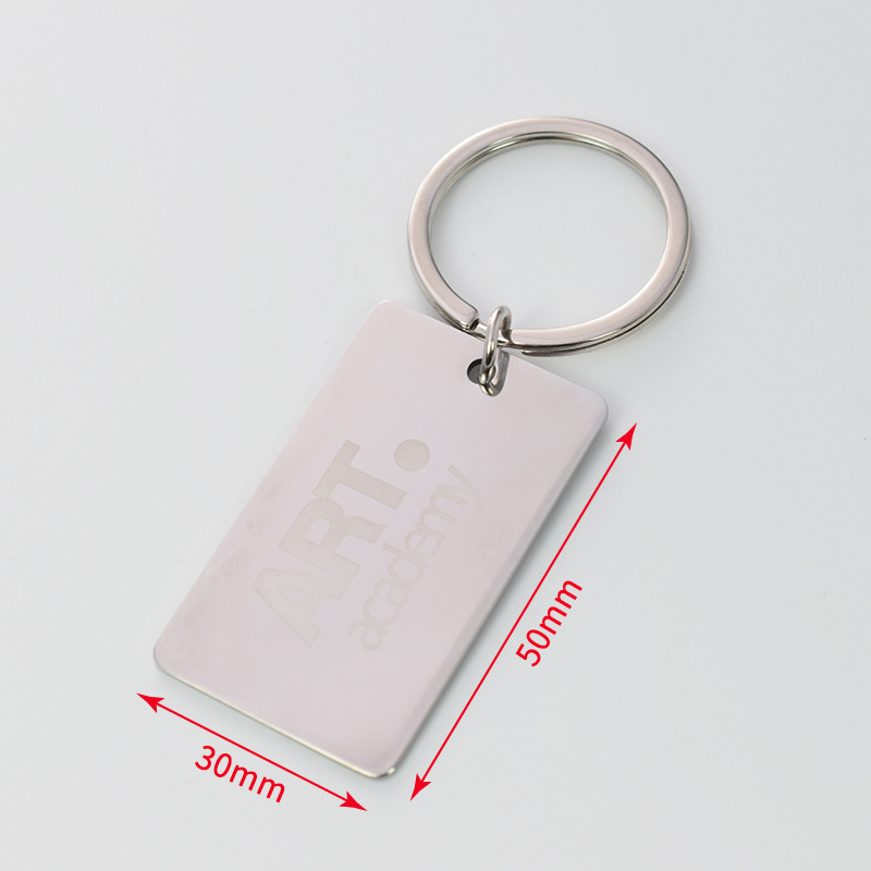Transición fronteriza Europa y Estados Unidos llavero láser en blanco de acero inoxidable tarjeta de identificación de perro tarjeta de identificación láser grabado llavero de metal colgante