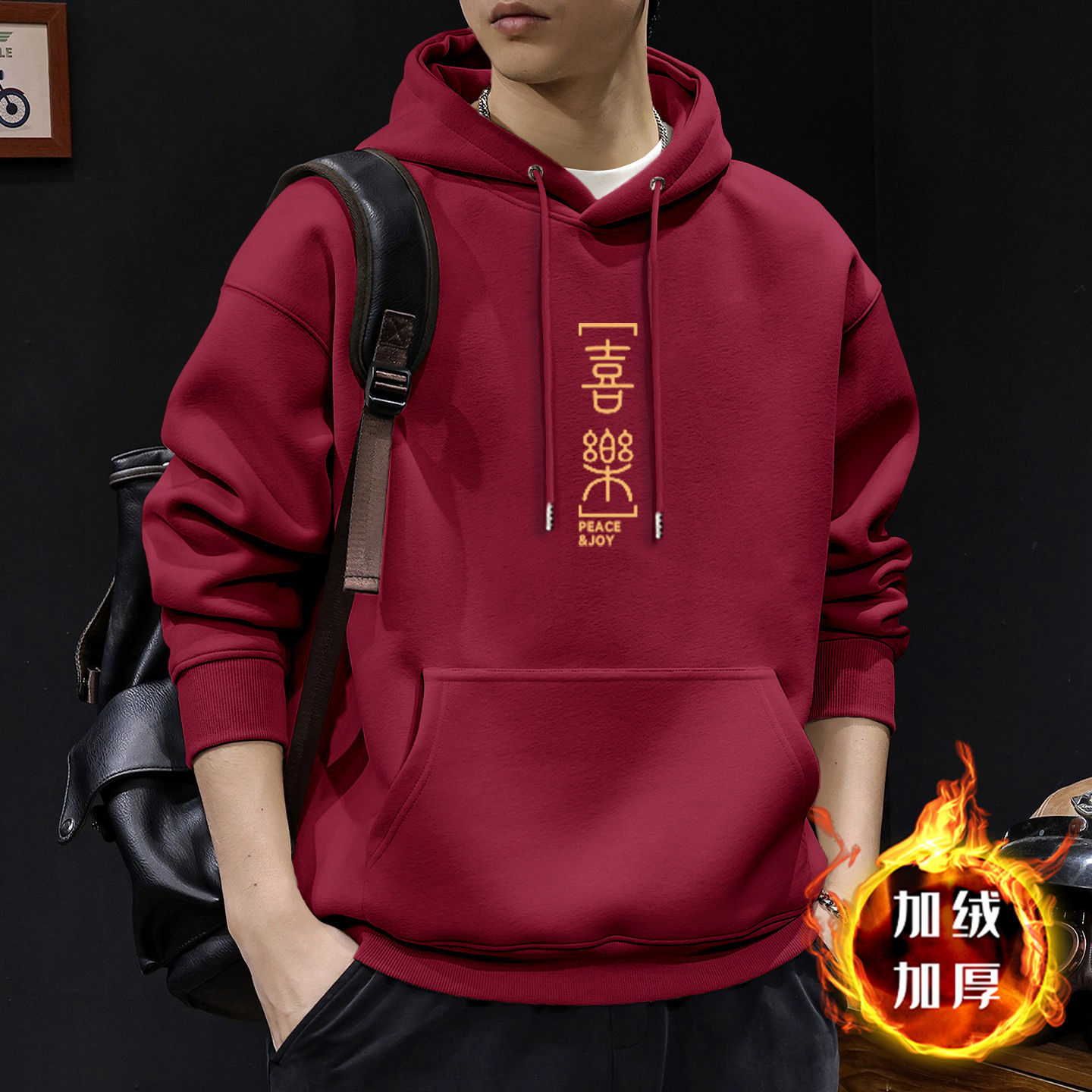 420g pesado chaqueta con sombrero hombre marca de moda de otoño estilo retro americano de alta tendencia guapo chaqueta con sombrero de otoño
