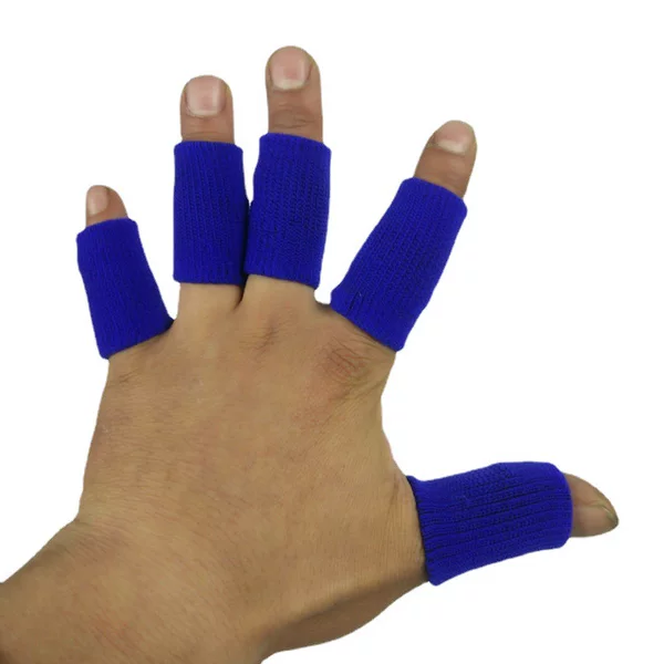 Mewenilon Blue Black Finger Guard Knitted Elastic Breathable Warm Knuckle Joint Volleyball Restraint Finger Guard