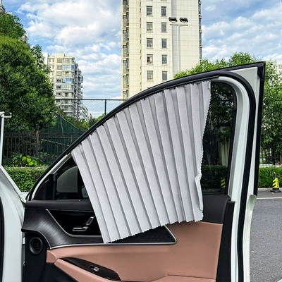 Car curtains: curtains for summer interior sun - silver-ordinary-four-piece-set