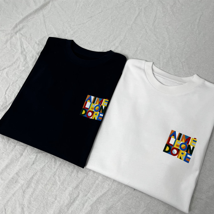 Aime Leon Dore Abstract Color Block Letter ALD T-shirt Trendy High Street Casual Short Sleeve_voghion.com