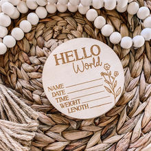 激光雕刻木质工艺品装饰摆件宝宝出生公告标志hello world木牌