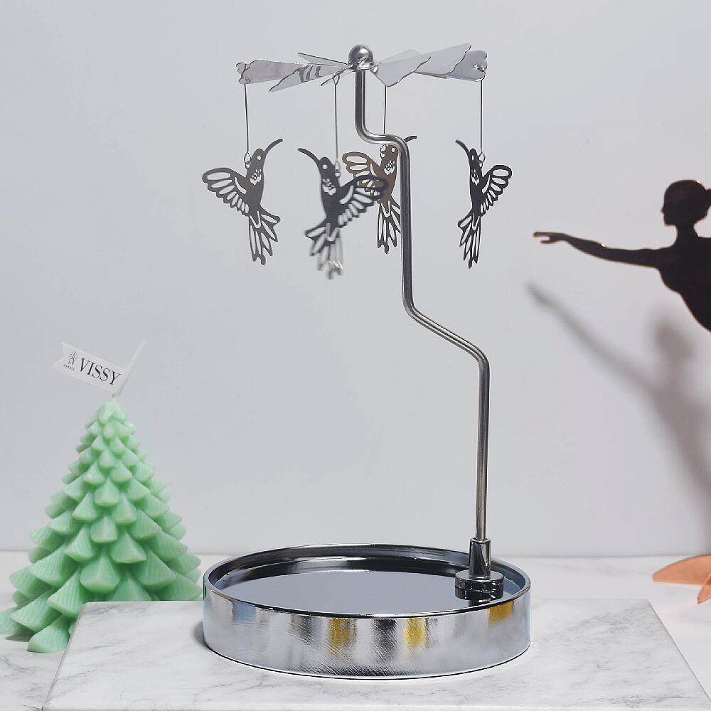 Fuente fabricante al por mayor Amazon INS bandeja redonda de acero inoxidable linterna giratoria giratoria candelabro de aromaterapia giratoria
