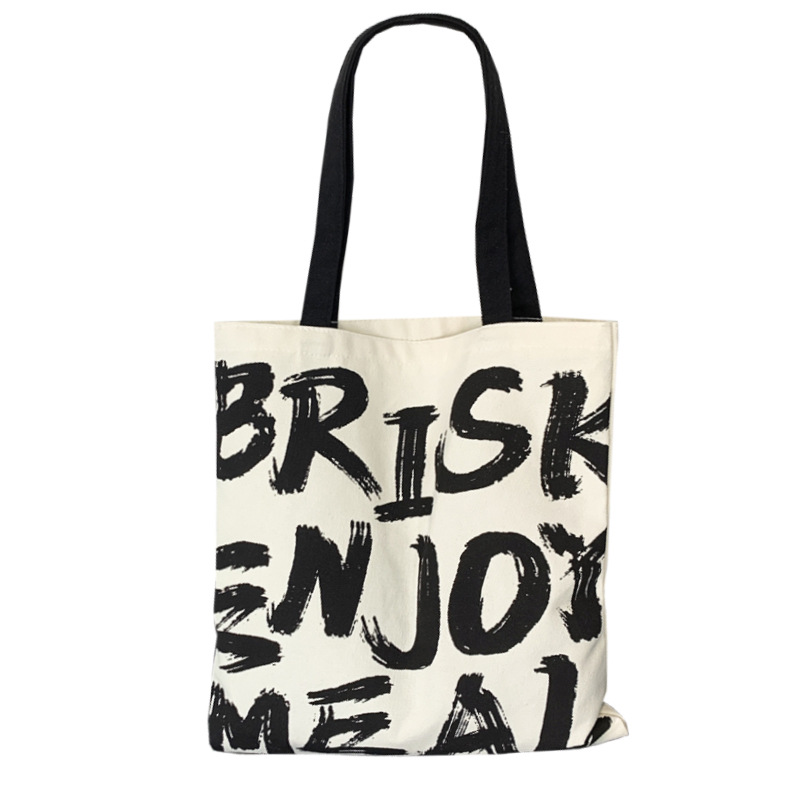Nuevo bolso de lona de gran capacidad para mujer alfabeto coreano simple y versátil bolso de compras con cremallera bolso de hombro