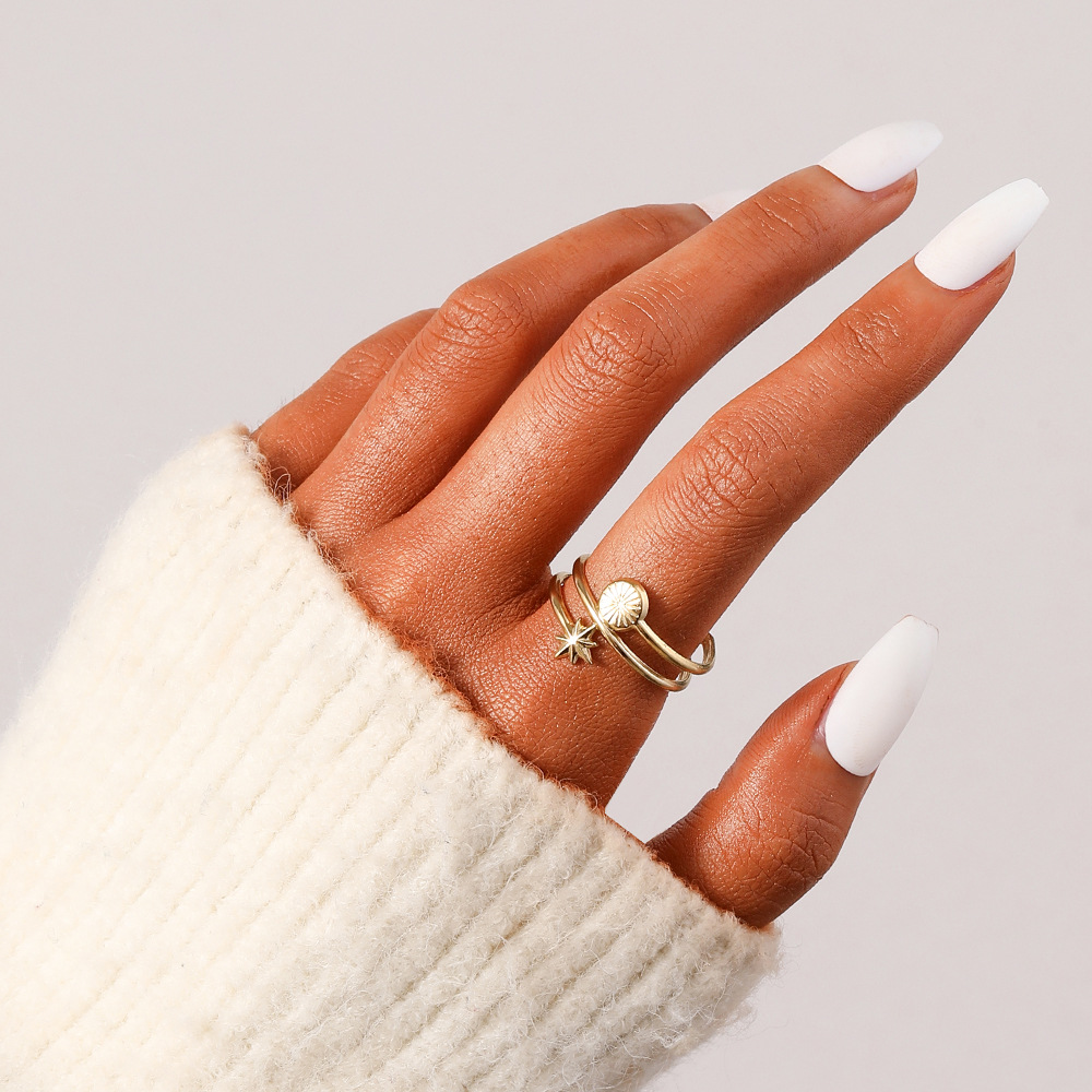 6g Weight Open Ring Classification Adjustable Ring Size 1 Piece Quantity Daily Occasion Stainless Steel Material Star, Heart Shape Pattern Women'S Gender Plating Design Simple Style Style Simple Style Star Heart Shape Stainless Steel Plating Open Ring 1 Piece 2