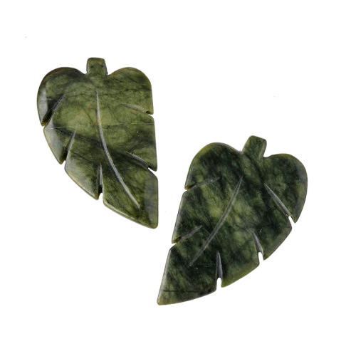 Natural jade leaf carvings, hand-carved handles, desktop green leaves and green plants, crystal crafts ornaments, wholesale