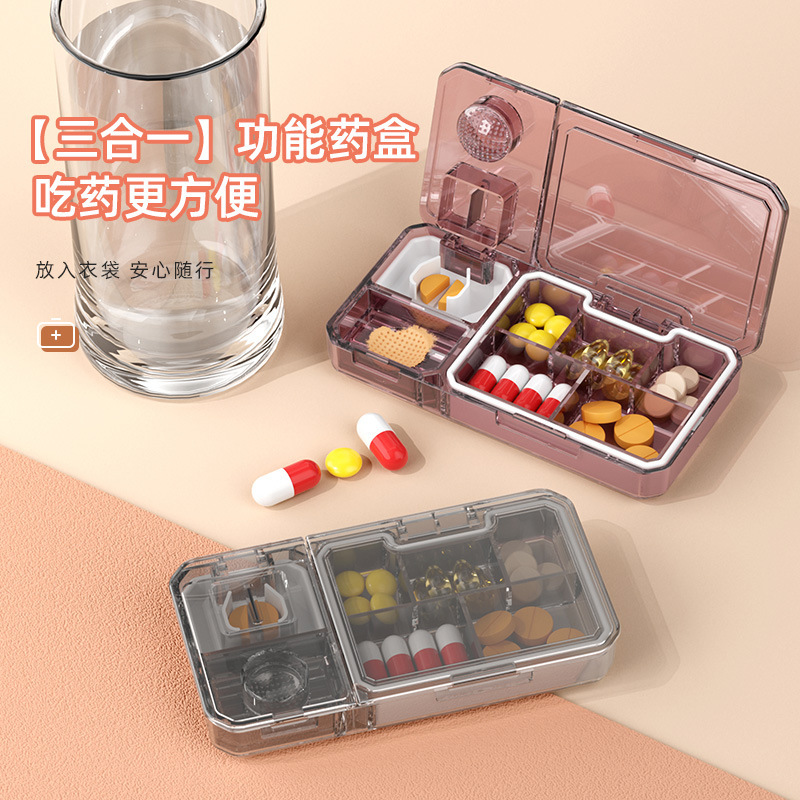 Convenient Pill Box Medicine Cutter Portable Small Pill Box Pill Organizer Sealed Multi-Compartment Medicine Pill Dividing Box