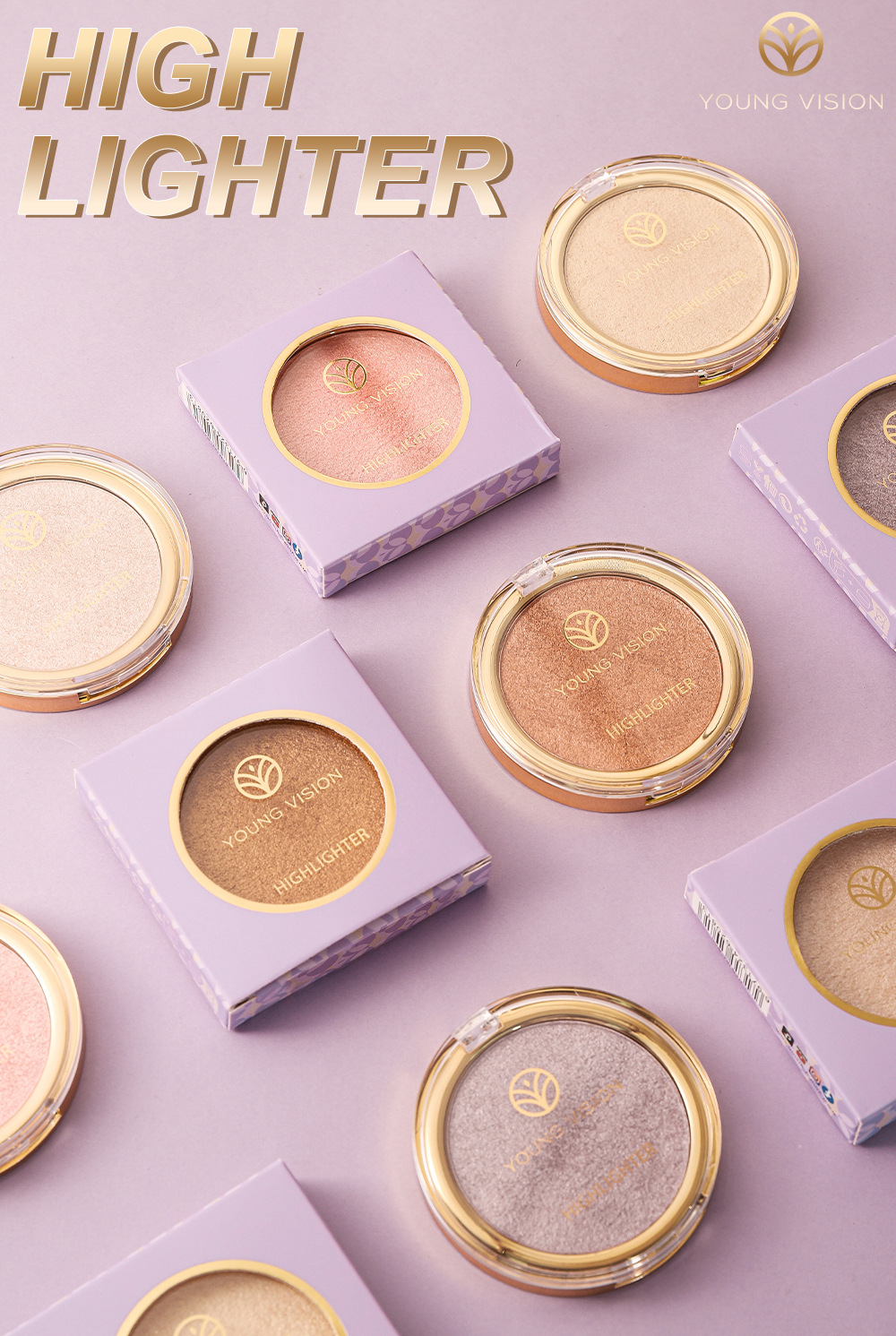 YOUNG VISION baking powder, polarizing and highlighter powder, setting and contouring powder compacts, contour and three-dimensional nose shadows Specification drawing