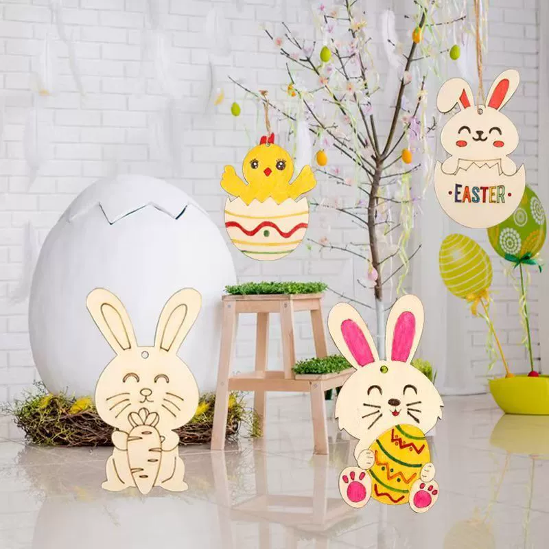 Пасхальный орнамент кролик куриное яйцо деревянное ремесло