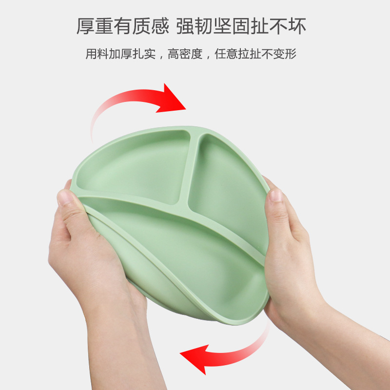 Nuevo producto de Amazon Bandeja de comida de silicona para bebés Bandeja de comida para niños Banquete dividido Tazón de comida para bebés Ventosa integrada de grado alimenticio