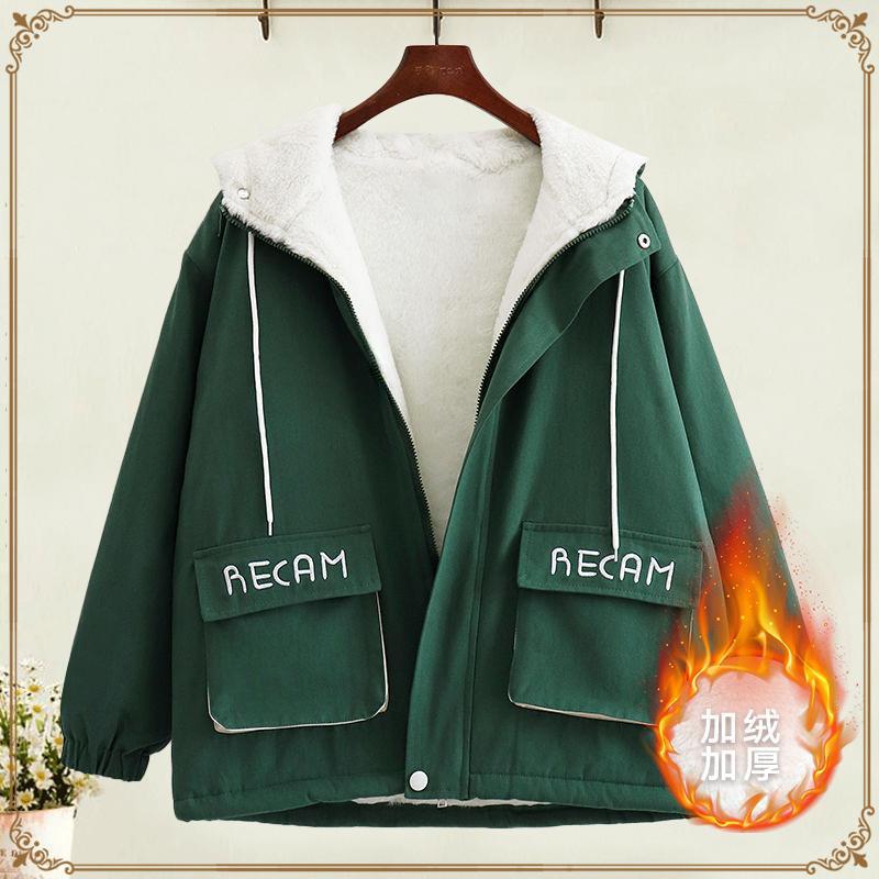 加绒加厚棉衣外套少女秋冬季新款初中学生韩版短款棉服保暖潮