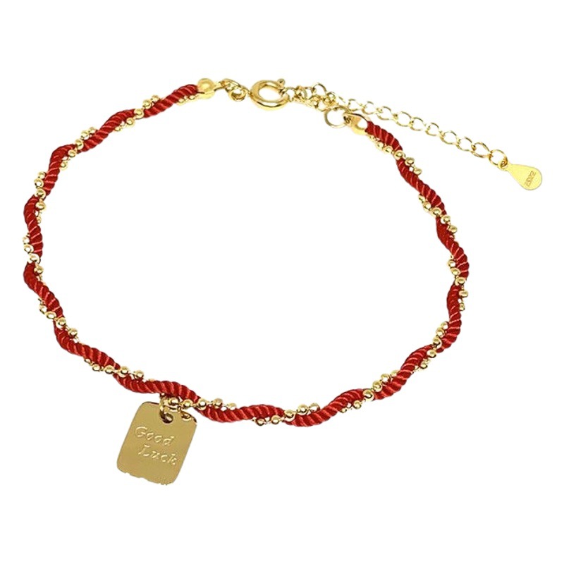 Pulsera de cuerda roja para mujer, buena suerte en su año zodiacal, pulsera que no se decolora, pulsera de acero de titanio simple de estilo coreano, regalo de Año Nuevo