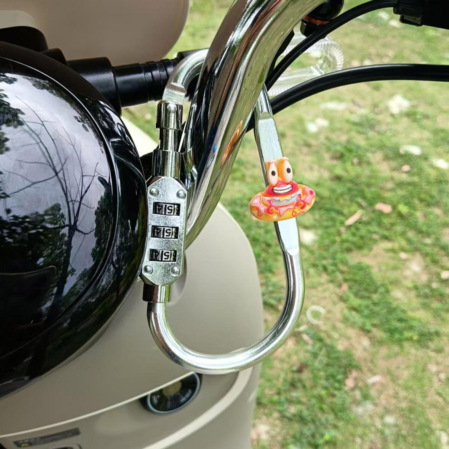Cute Cartoon Electric Vehicle Helmet Password Lock Motorcycle Scooter Mountain Bike Anti-Theft Lock Bike Basket