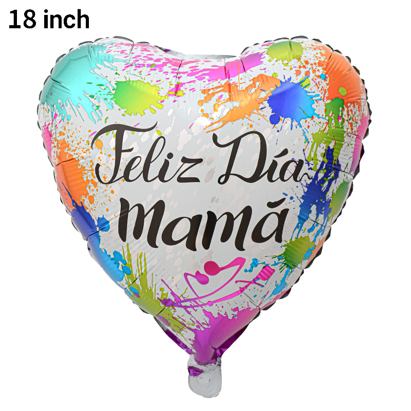 Película de aluminio de globo español en forma de corazón de 18 pulgadas Transfronterizo nuevo Día DE LA Madre occidental atmósfera globo arreglo papel de aluminio