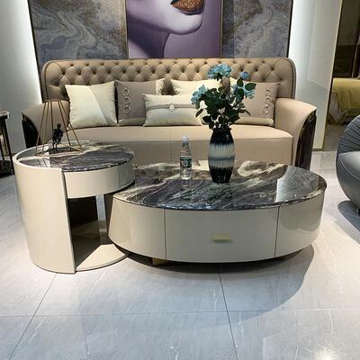Italian Light extravagance Marble tea table Picture combination Ready Ellipse Curio Simplicity modern tea table Simplicity