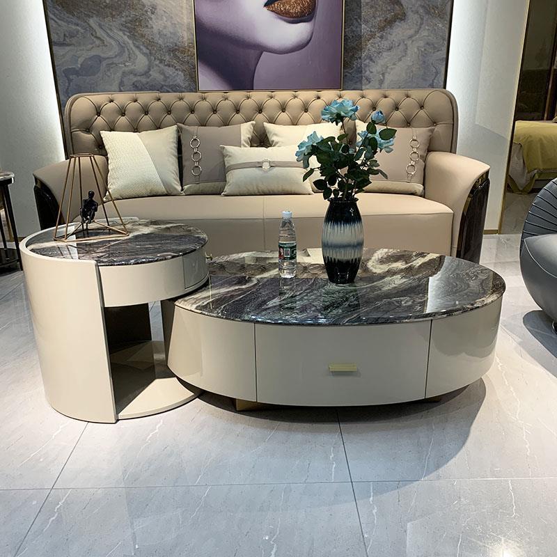 Italian Light extravagance Marble tea table Picture combination Ready Ellipse Curio Simplicity modern tea table Simplicity