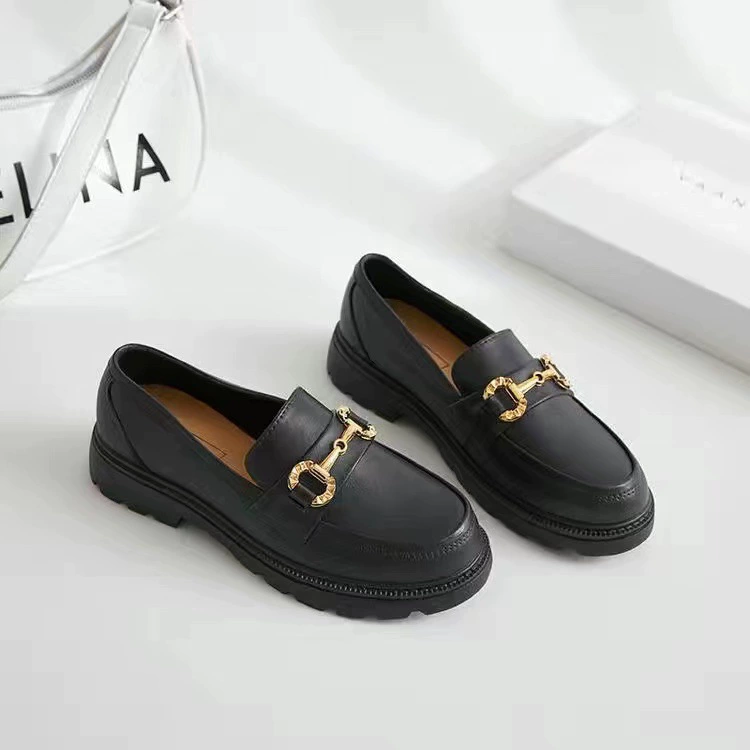 Summer loafers, slippers platform, non-slip universal footwear English style, British style