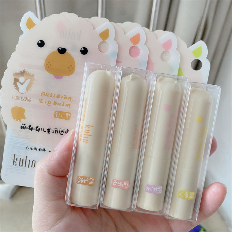 Bálsamo labial incoloro Lei Qi, hidratante, diseño de dibujos animados