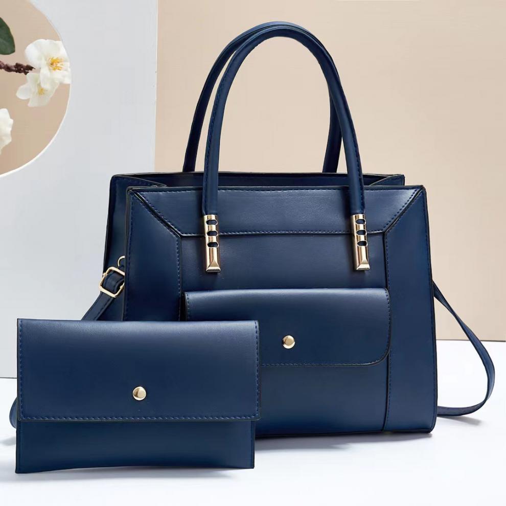 1560g Weight Polyester Lining Material Women's Large Pu Leather Solid Color Vintage Style Classic Style Square Zipper Bag Sets