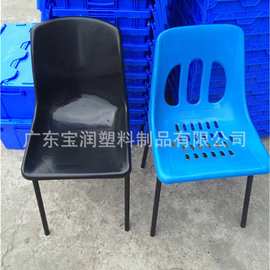 工厂流水线防静电靠背椅钢塑烤漆铁脚椅SMT无尘车间蓝色工作椅子