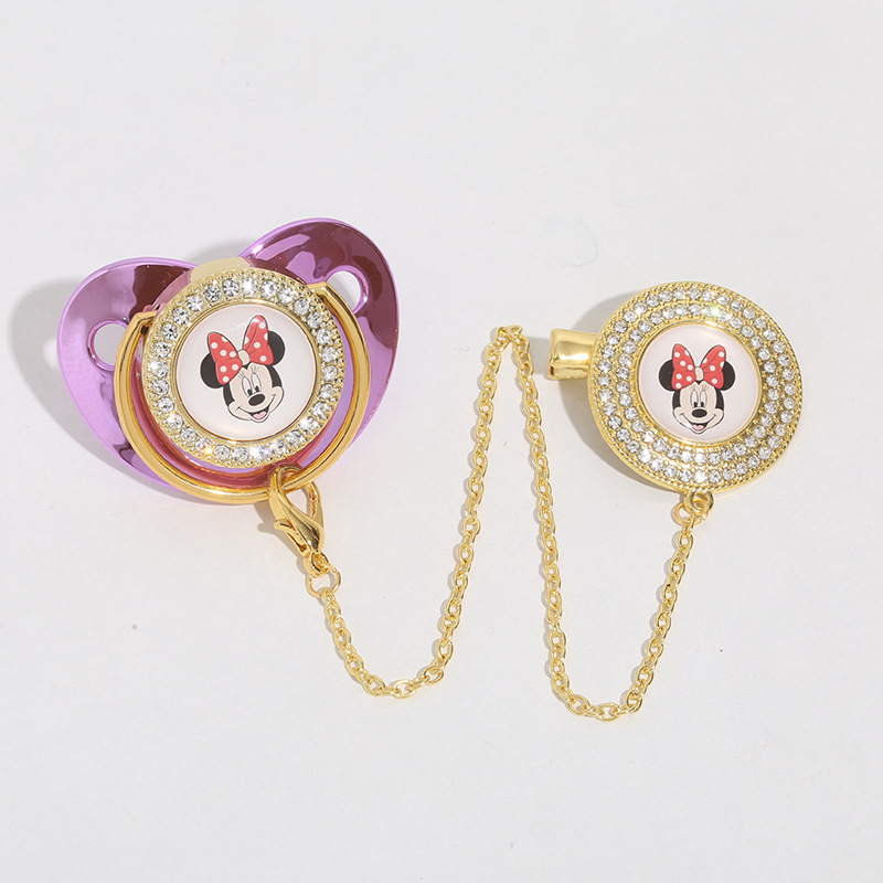 Cross-Border Hot Selling Cartoon Minnie Model Cross-Border Best-Selling Pacifier Baby Diamond Soothing Play Mouth Ready Supply