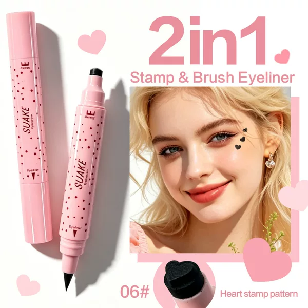 Dual-ended eyeliner pen, waterproof and smudge-proof, quick-drying for beginners, sweat-resistant, triangular design for easy application, liquid eyeliner for shaping the eyes, suitable for women