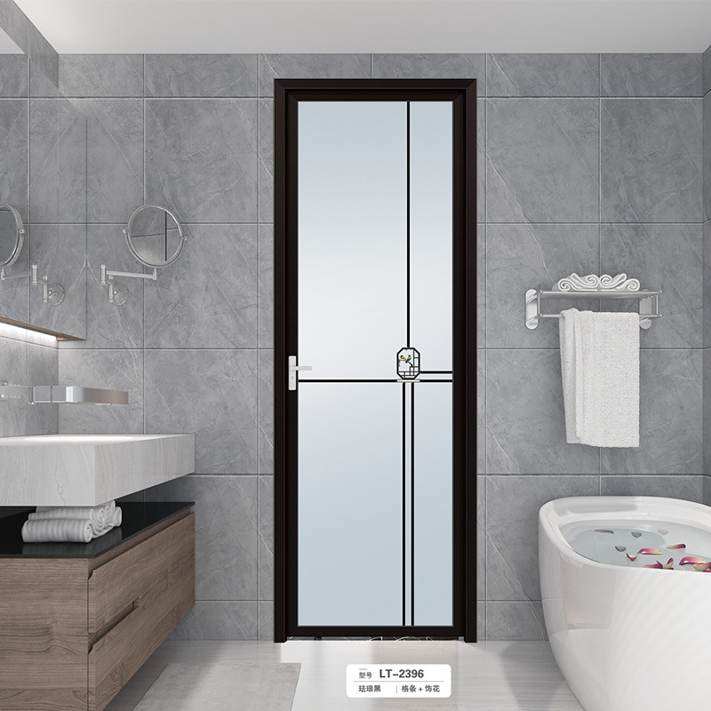Manufacturer's Ready-Made Aluminum Alloy Flat Door Indoor Durable Soundproof Extremely Narrow Bathroom Door Single Package Glass Toilet Door