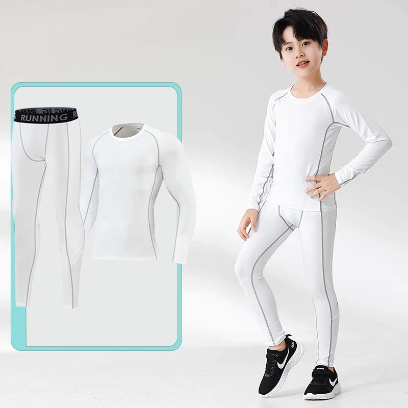 Children's fleece basketball football sports suit for training for gym, quick dry long-sleeve, tight, for running