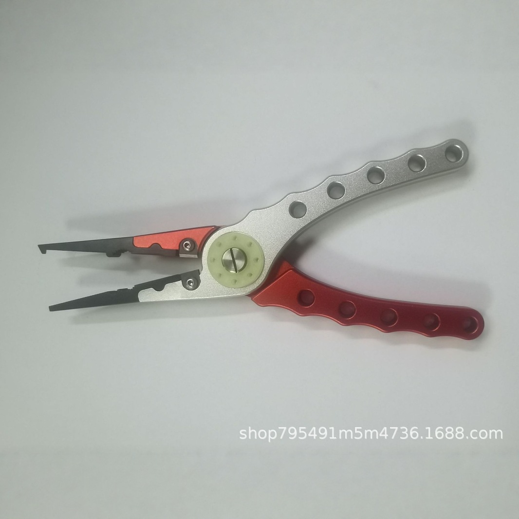 Multifunctional Luminous Lock Luya Pliers Cross-Border Aluminum Alloy Long Pointed Fishing Pliers Open Ring Hook Remover Fish Controller