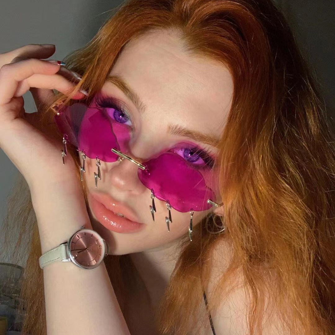 Sunglasses Classification Fashion Clouds Lightning PC UV400 Protection Special-Shaped Mirror Frameless Women's Sunglasses