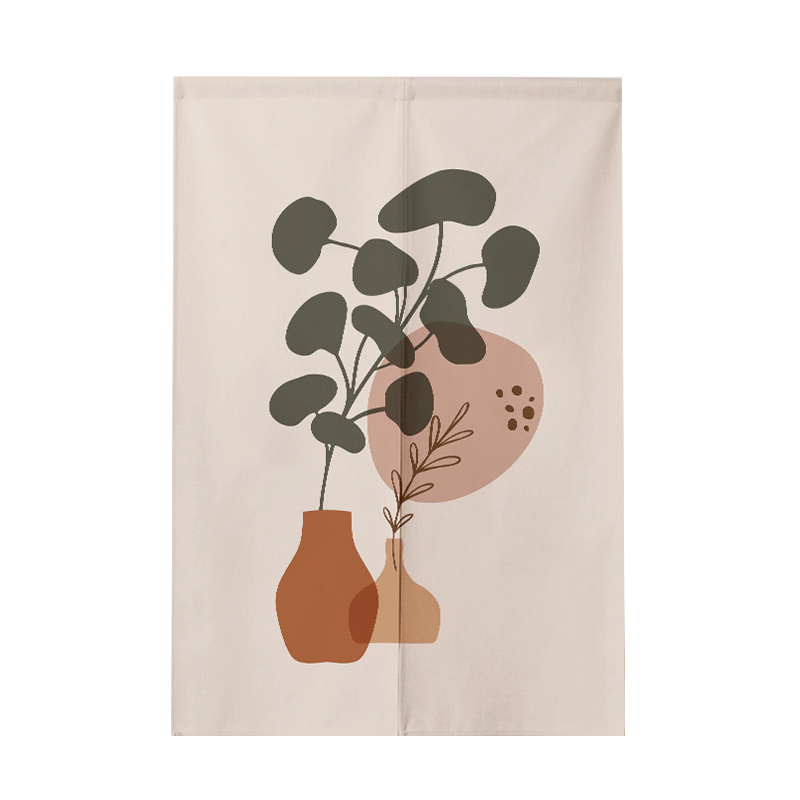 Cortina minimalista con diseño floral de hojas Morandi, cortina divisoria, cortina de cocina sin perforaciones, cortina semientrelazada para inodoro.