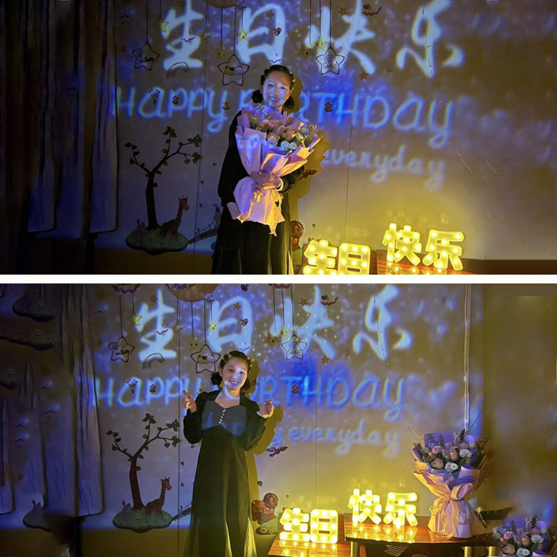 Happy Birthday Projection Lamp ins Party Atmosphere Photo Props Background Decoration Scene Layout Baking Decoration