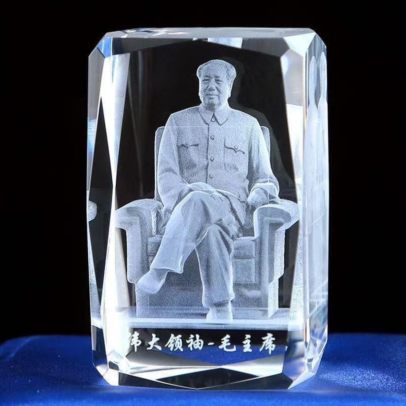 主席像水晶内雕摆件名人像制作各种人像旅游纪念品水晶工艺品