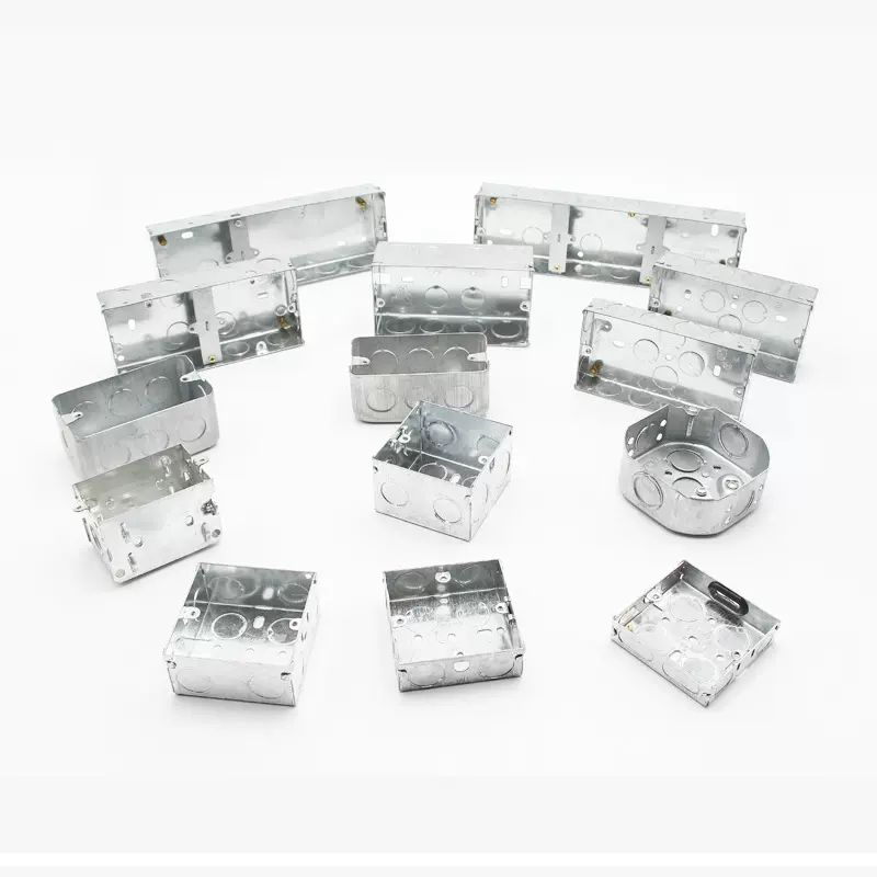 英标折弯金属接线铁盒开关暗盒镀锌铁通底分线盒电缆防水接线盒单